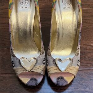 Versace open toe heels